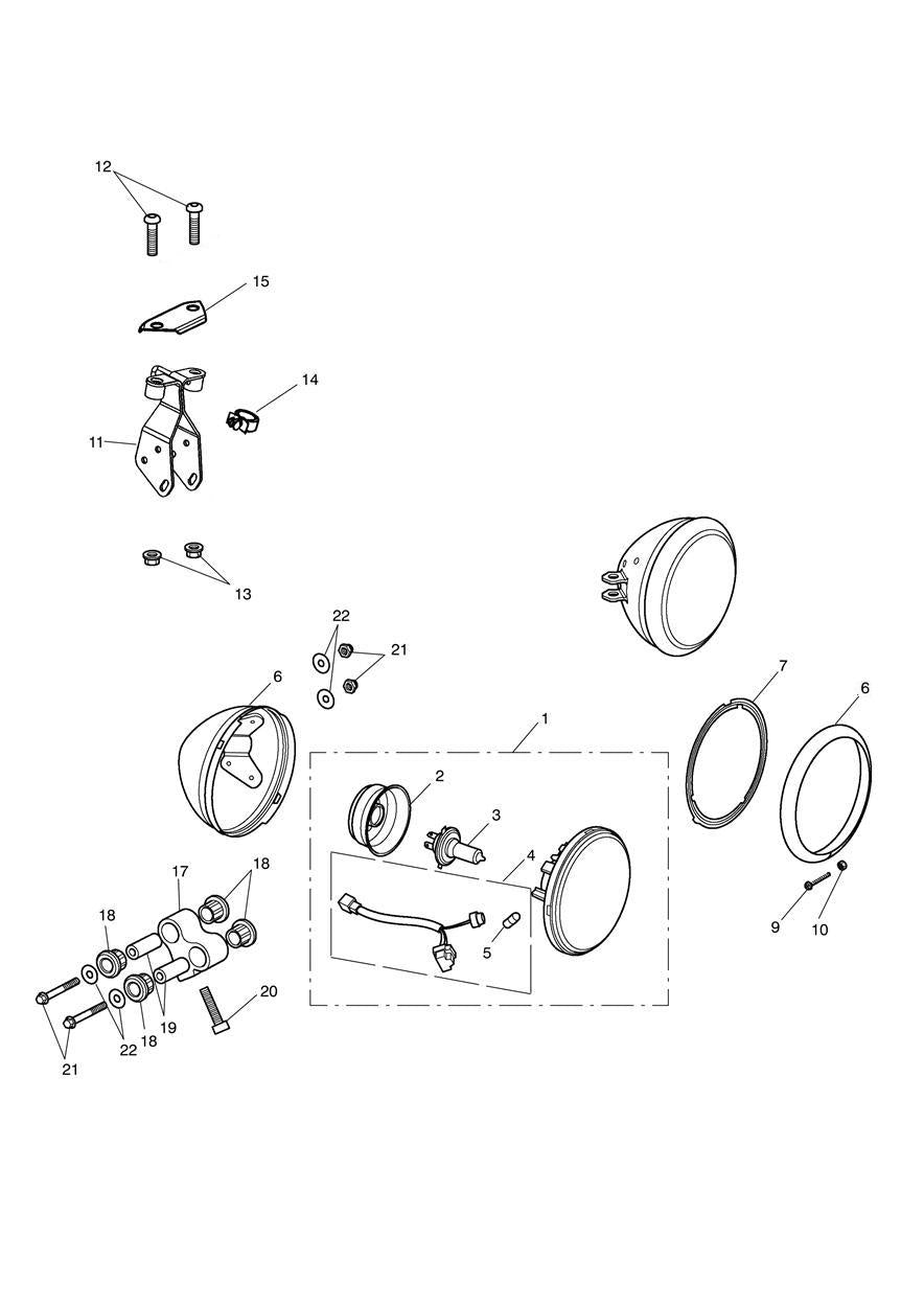 Triumph Rocket III & Thunderbird Storm Spares Kit, Bowl Headlamp, Black - T2701232