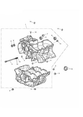 Triumph Daytona 675/Street Triple Black Crankcase Assembly- T1162152/T1160540