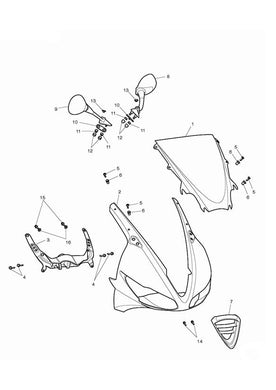 Triumph Daytona 675 VIN 381275 to VIN 564947 Fairing Cockpit - T2307595-NI