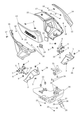 Triumph Tiger 800 XCx Upper Rad Cowl, RH - T2306636-PS