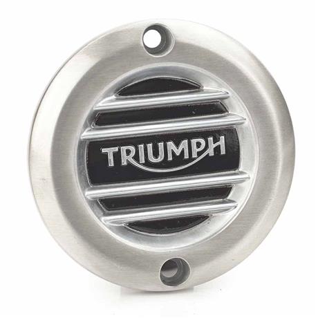 Triumph Ribbed Clutch Cover in Brushed Aluminum - Modern Classics