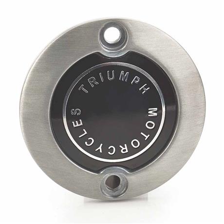TRIUMPH トライアンフ 純正 オルタネーターバッジ リブド ダーク ACG Triumph Brushed ACG / Stator Cover Badge - Modern Classics