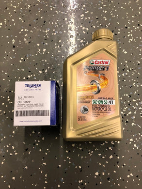 Triumph Castrol Oil, Spin on Oil Filter and Crush Washer Change Kit